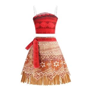 Girl’s Moana Disney Princess 2 Piece Costume Halloween Dress Up Size 8-10 NWT